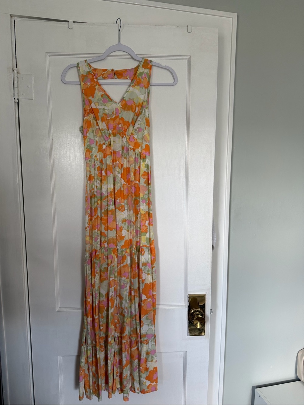 Japna Orange & Pink Floral Maxi Dress
